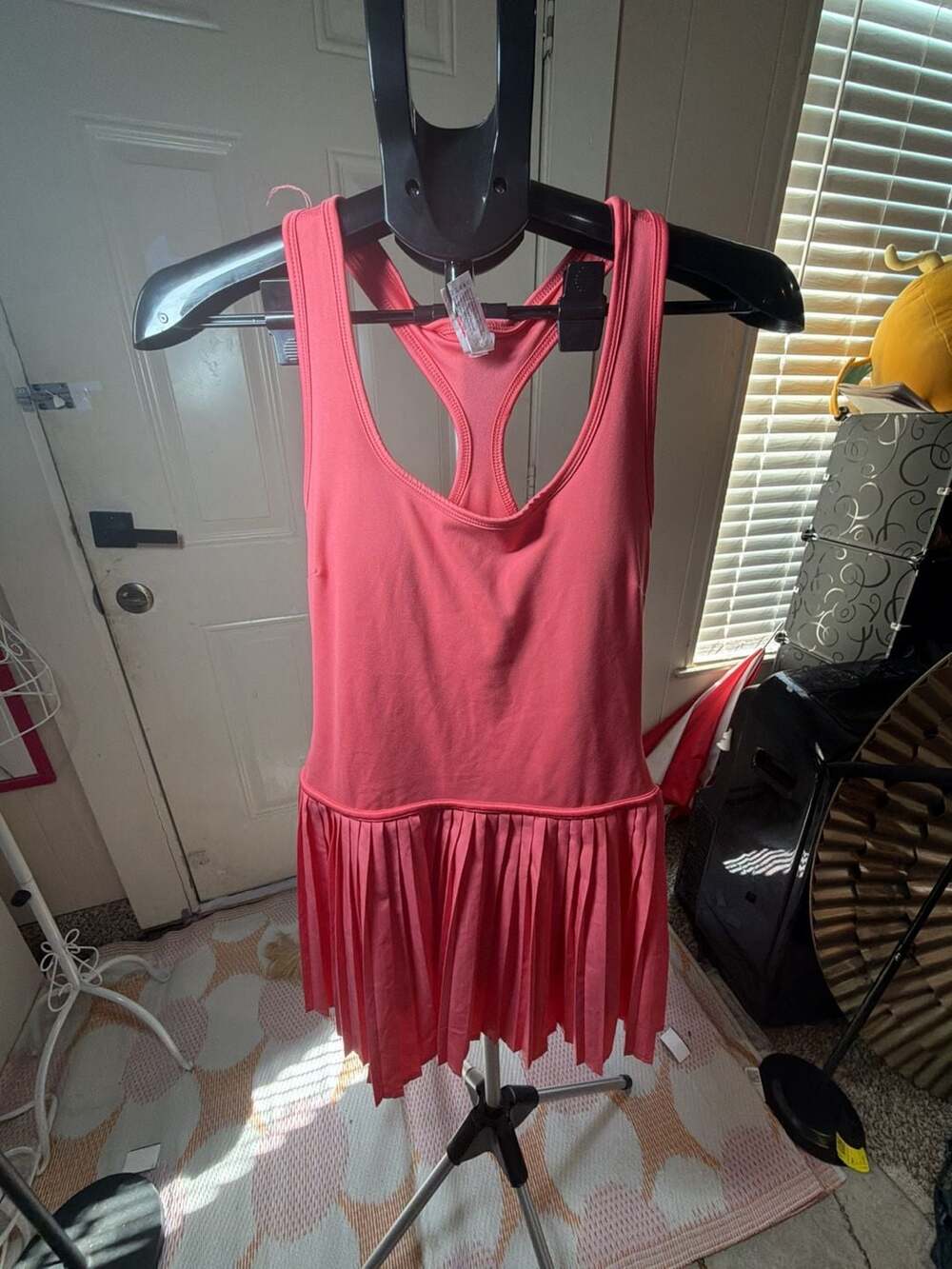 Yogalicious Coral Pink Lux Racerback Pleated Tennis Dress